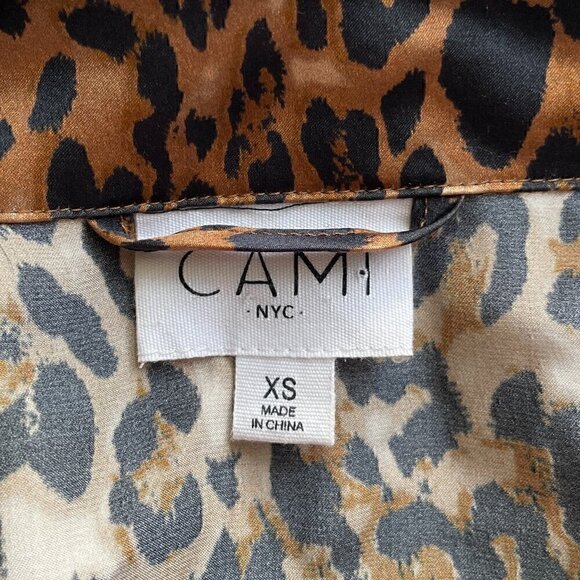 CAMI NYC Quinn Silk Jacket Leopard Print XS Zip Front Animal Bomber - Picture 5 of 8